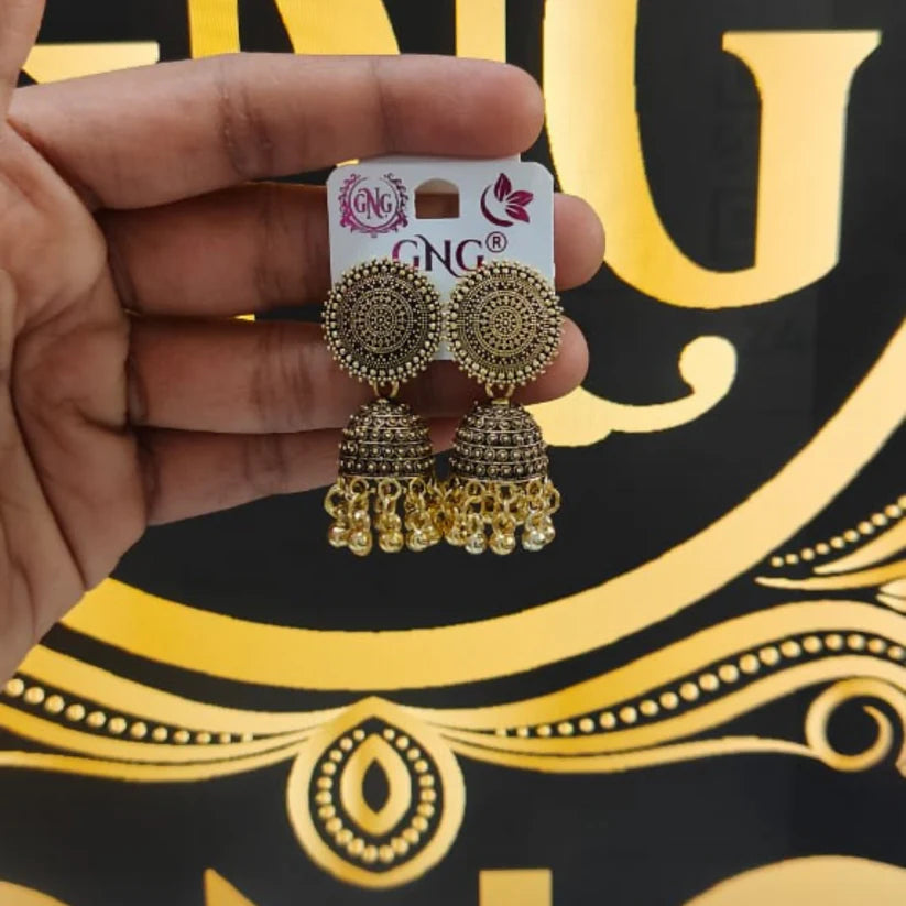 Traditional Gold Finish Jhumka Earrings