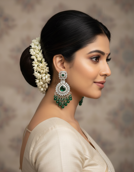 Green Stone Chandelier Earrings