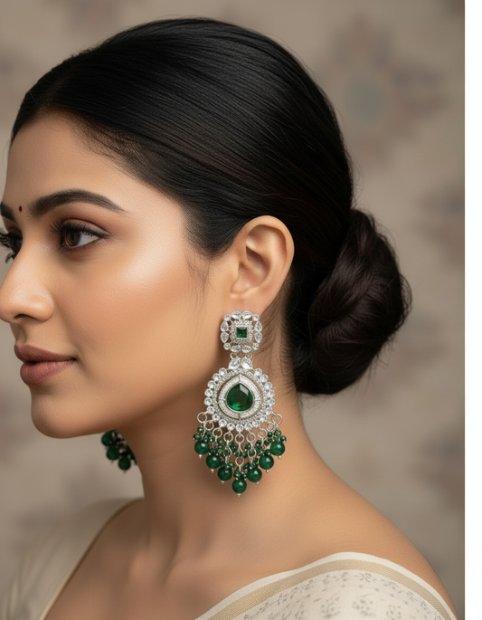 Green Stone Chandelier Earrings