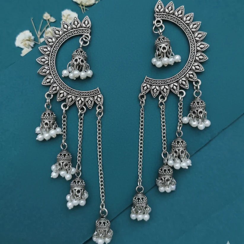 Traditional Silver Finish Jhumka Earrings
