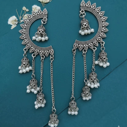 Traditional Silver Finish Jhumka Earrings