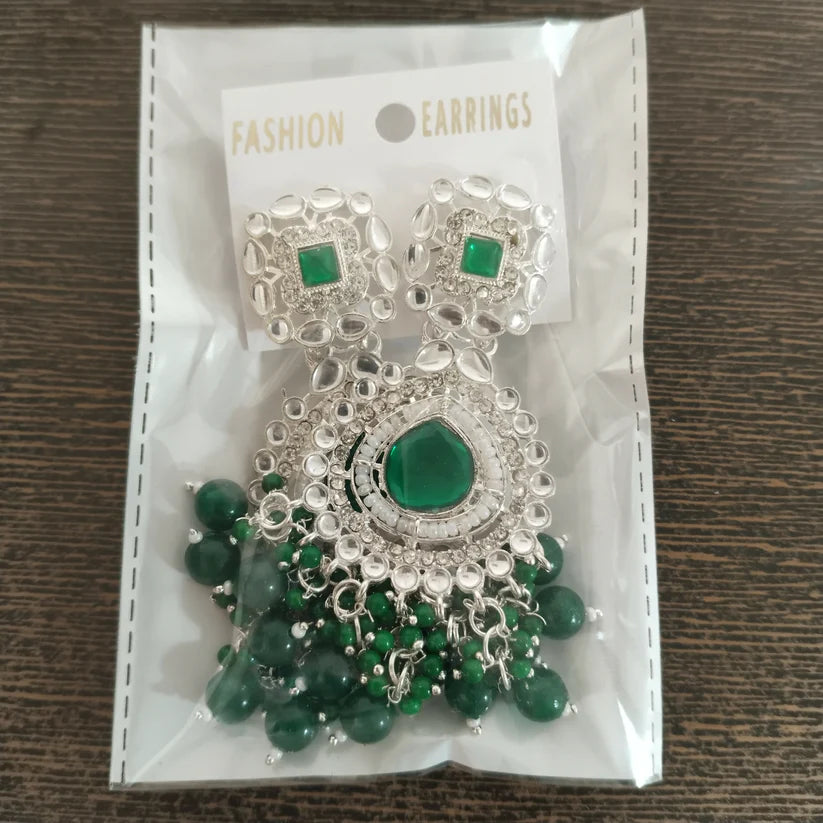 Green Stone Chandelier Earrings