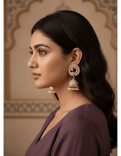 Elegant pink Peacock Jhumka - Kala Jewels