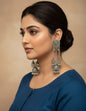 Oxidised Silver Multi - Layer Jhumka Earrings - Kala Jewels