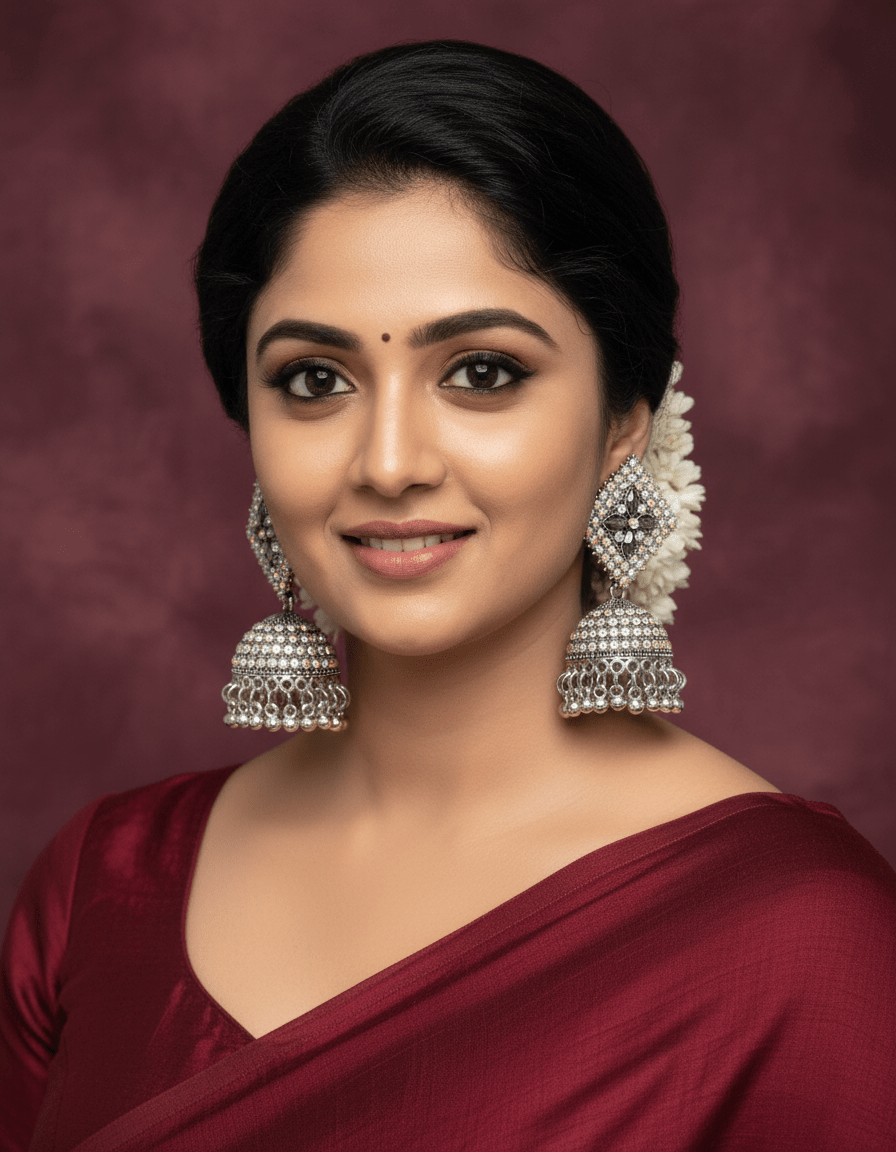 Stunning silver Jhumka earrings with bold square - shaped top - Kala Jewels