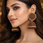 Traditional Elegant oxidised Jhumka Earrings in Maroon colour - Kala Jewels