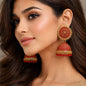 Traditional Elegant oxidised Jhumka Earrings in Red colour - Kala Jewels