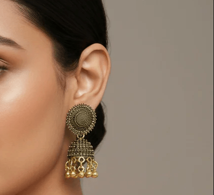 Traditional Gold Finish Jhumka Earrings - Kala Jewels