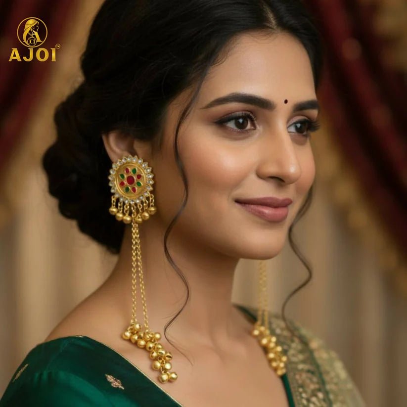 Traditional Gold - Plated Kundan Dangler Earrings - Kala Jewels
