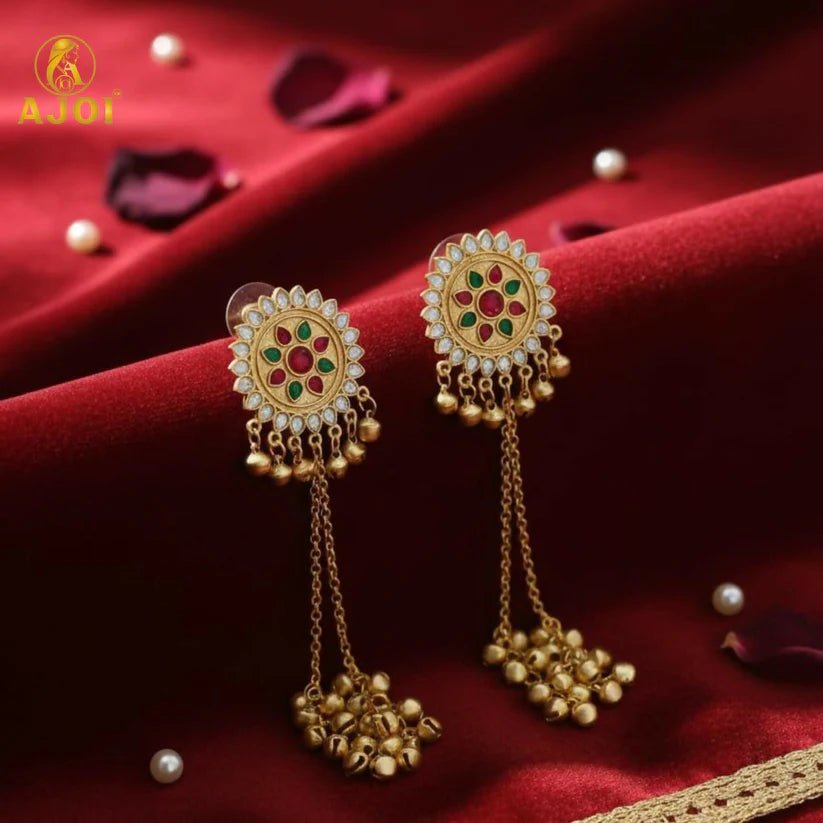 Traditional Gold - Plated Kundan Dangler Earrings - Kala Jewels