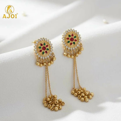 Traditional Gold - Plated Kundan Dangler Earrings - Kala Jewels