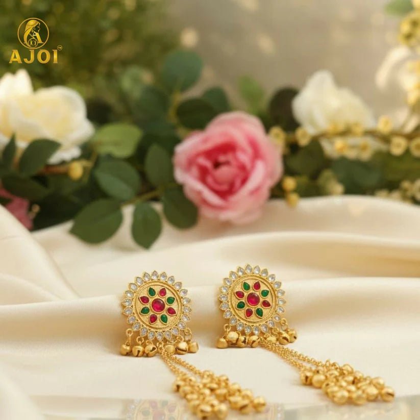 Traditional Gold - Plated Kundan Dangler Earrings - Kala Jewels
