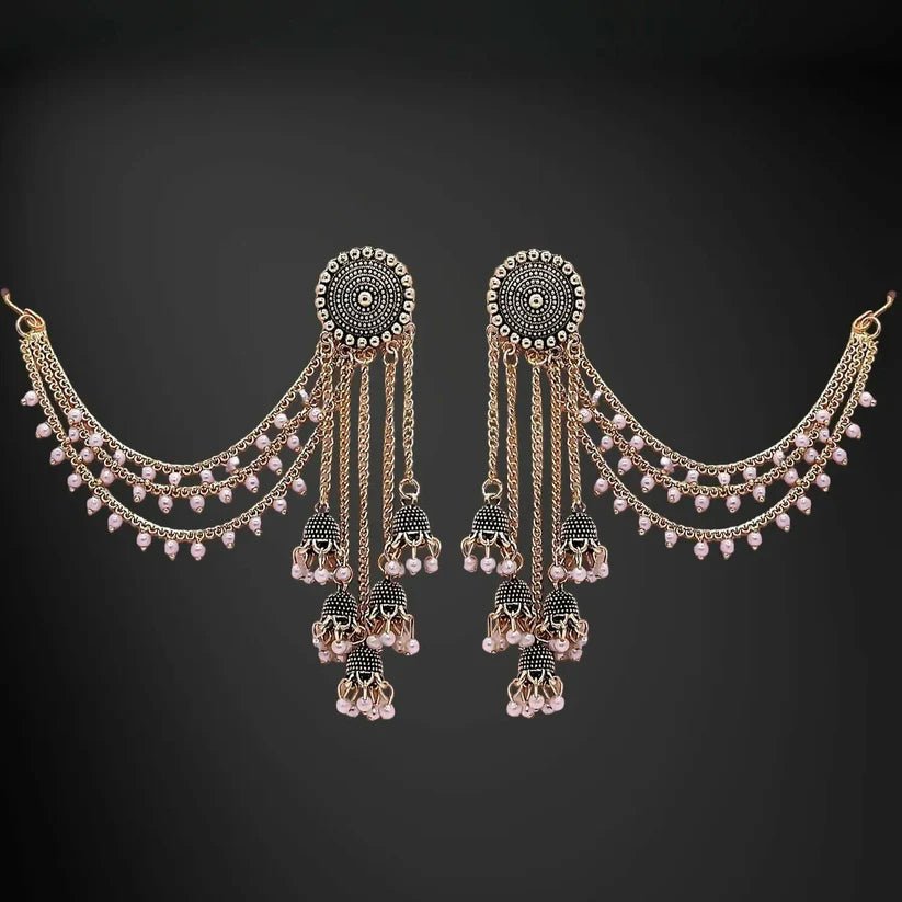 Traditional Indian Kaan Chain earrings - Kala Jewels