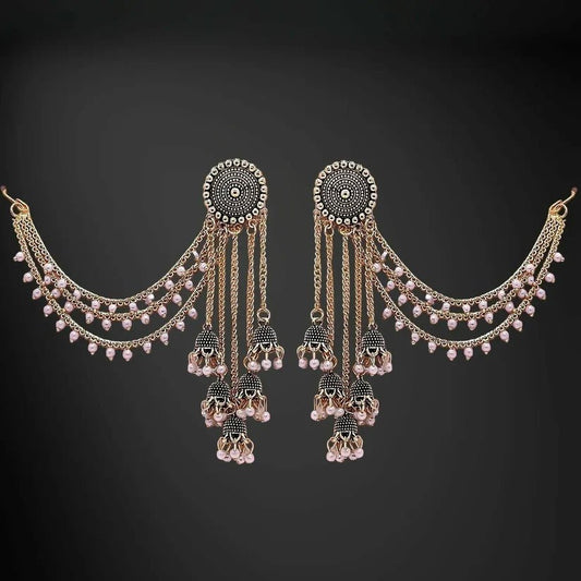 Traditional Indian Kaan Chain earrings - Kala Jewels