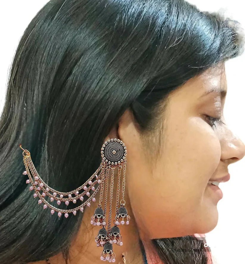 Traditional Indian Kaan Chain earrings - Kala Jewels