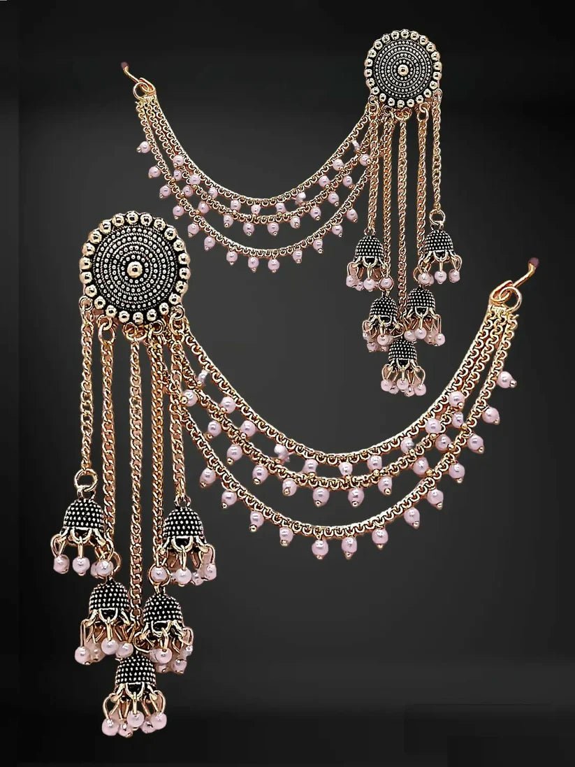 Traditional Indian Kaan Chain earrings - Kala Jewels